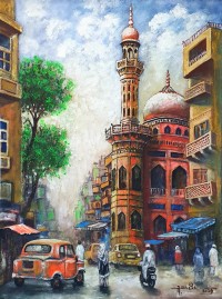 Anwer Sheikh, 18 x 24 Inch, Acrylic on Canvas, Cityscape Painting, AC-ANS-077